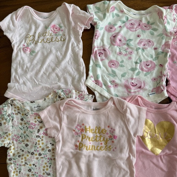 Gerber Baby Girl Set of 7 Onesies - Pink and Floral size 6-9M - Picture 2 of 5
